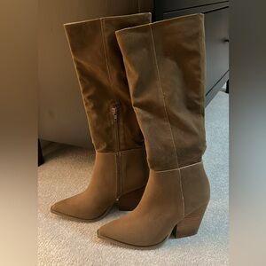 Brown suede western style boots